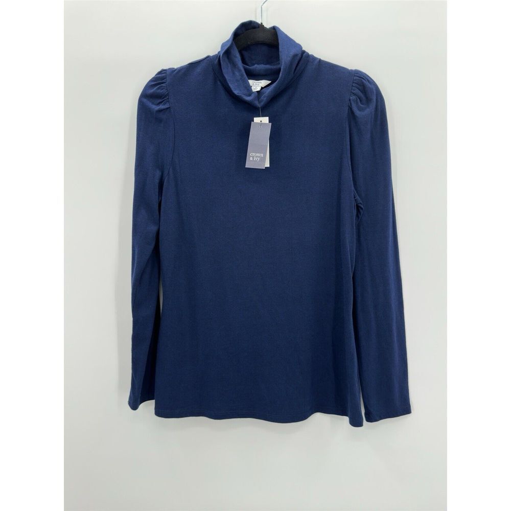 Crown & Ivy Navy Turtleneck ‎ Long Sleeve Shirt Women's Size Small NEW